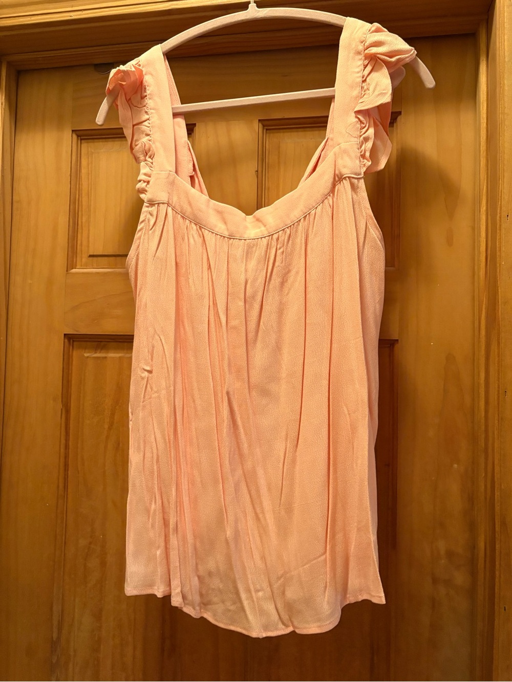 Ruffled Strap Sleeveless Blouse in Soft Pink